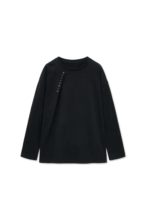TUCK POINT LONG SLEEVE TOP FOR MEN IN BLACK