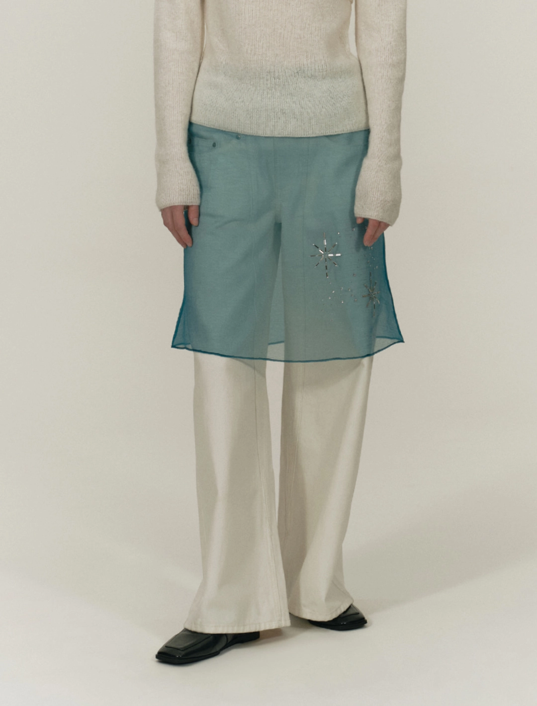 솔티페블 GLITTERING GEM OGANZA SKIRT [BLUE GREEN] 상품 이미지 2