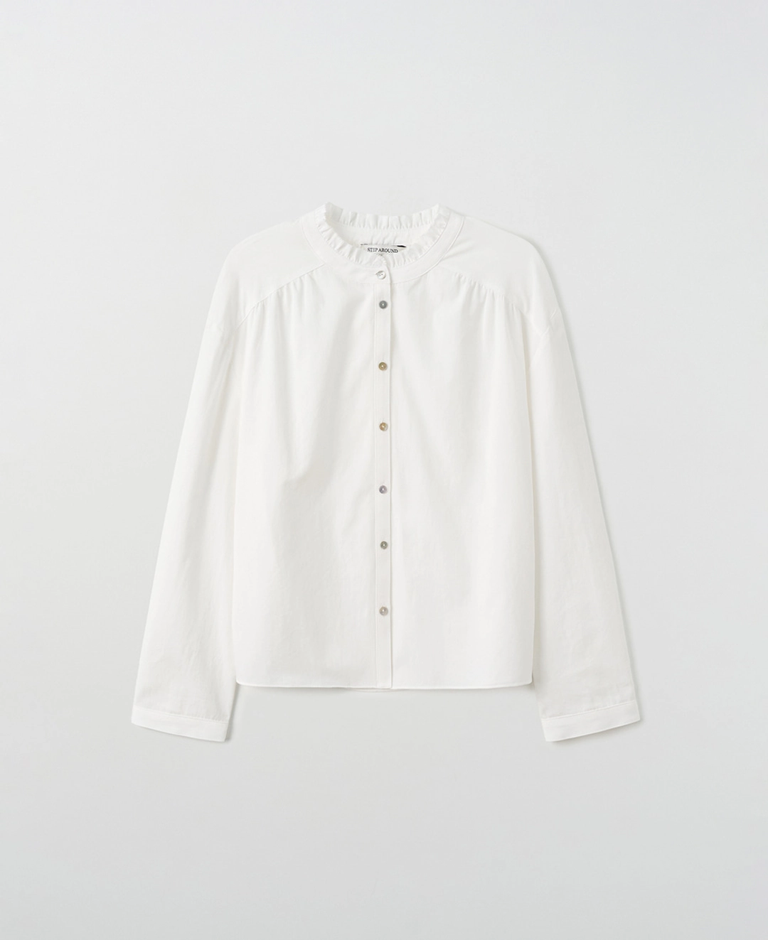스텝어라운드 Ruffle Shirring Cotton Blouse_WHITE 상품 이미지 2