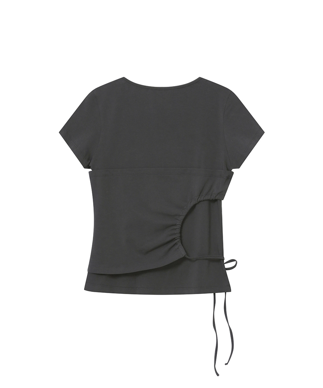 미세키서울 [레이 PICK] String shirring short sleeve CHARCOAL 상품 이미지 2