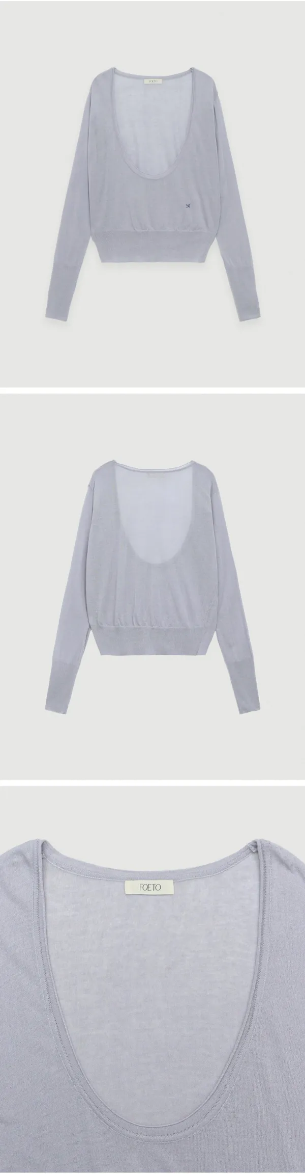 [2nd/2주이상소요] Veil deep u-neck knit - light purple