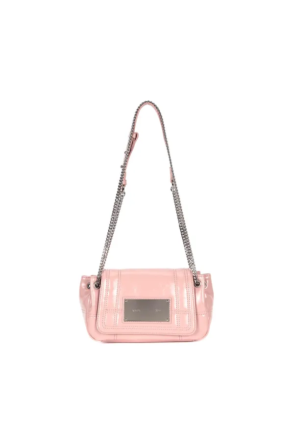 GLOSSY QUILTING SMALL CHAIN BAG IN PINK