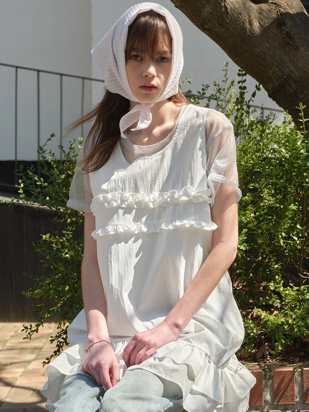 마가린핑거스 MIXED FRILL MINI ONE PIECE (WHITE) 상품 이미지 2