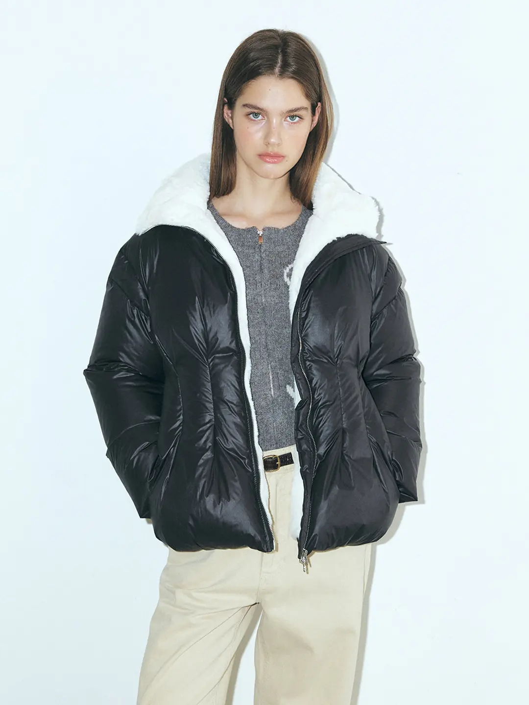 에트몽 Pintuck Fur Duck Down Padding, Black 상품 이미지 1