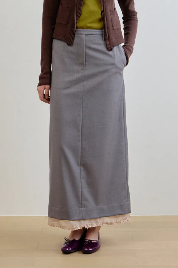 ann belted 2-way long skirt_gray
