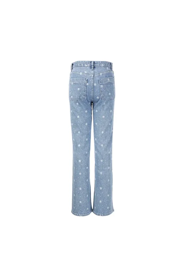 MM Printed Slim-Fit Denim, Blue