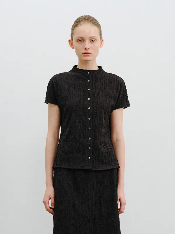 TVR JACQUARD STRETCH BLOUSE_BLACK