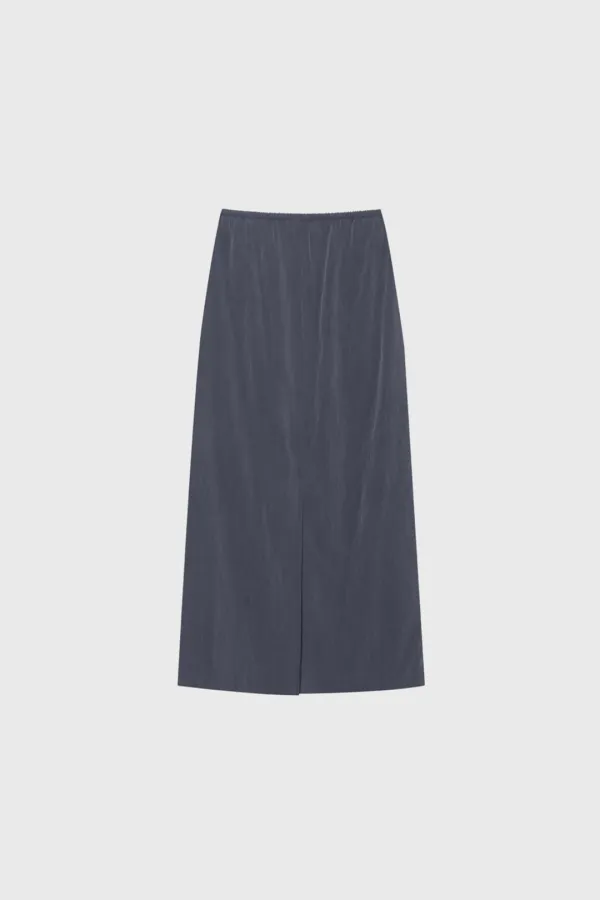 Drapey Washed Long Skirt (Ivory / Dark Gray)
