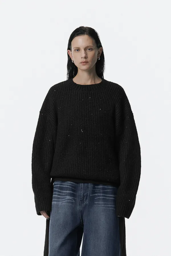 Spangle Knit Pullover [ Black ]
