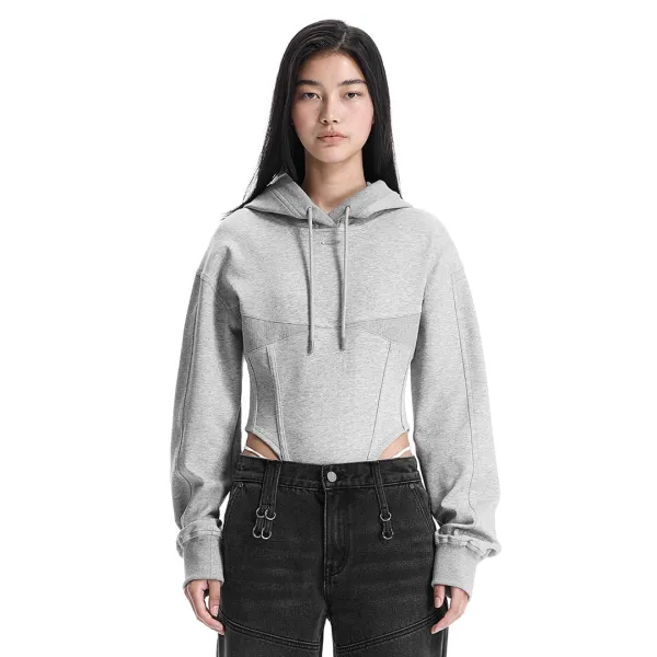 Hooded Bodysuit [ Melange Gray ]