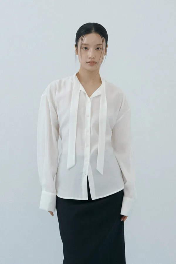 Silky Corset-Back Oversized Blouse (ivory)