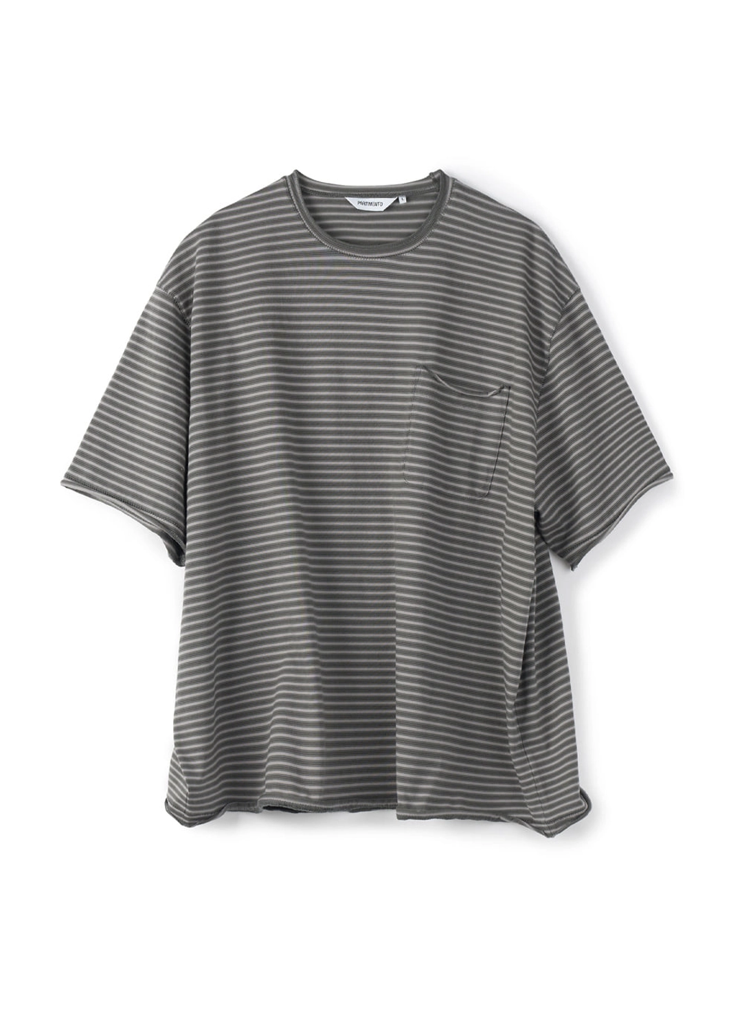 파르티멘토 Stripe Raw Edge Pocket Tee_Charcoal 상품 이미지 1