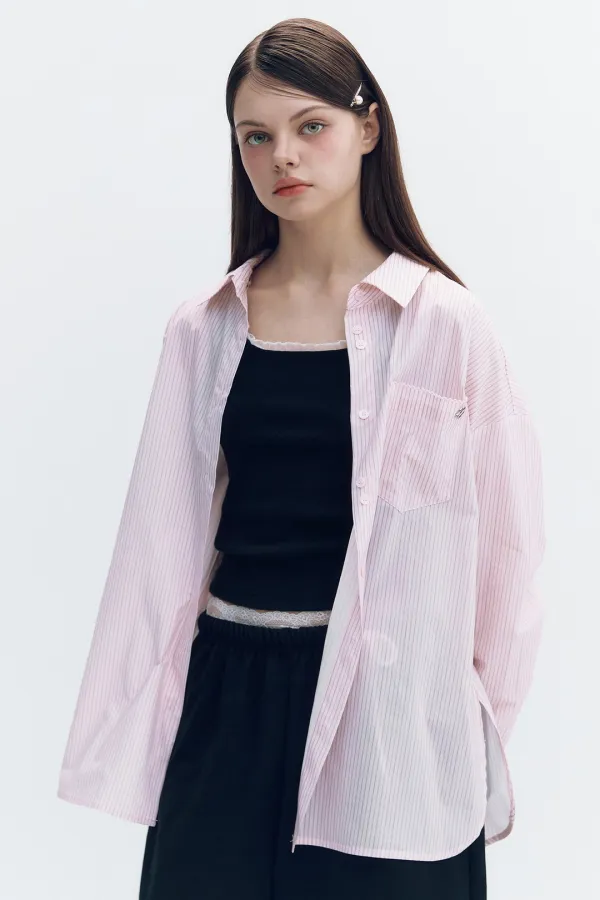 Pocket Slit Shirt Pink