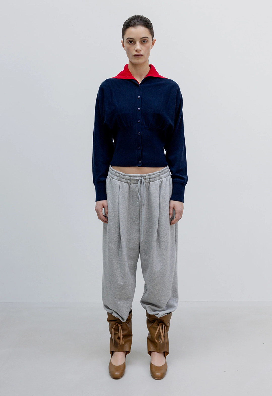 오픈와이와이 BUTTON UP NECK LAYER, RED 상품 이미지 2