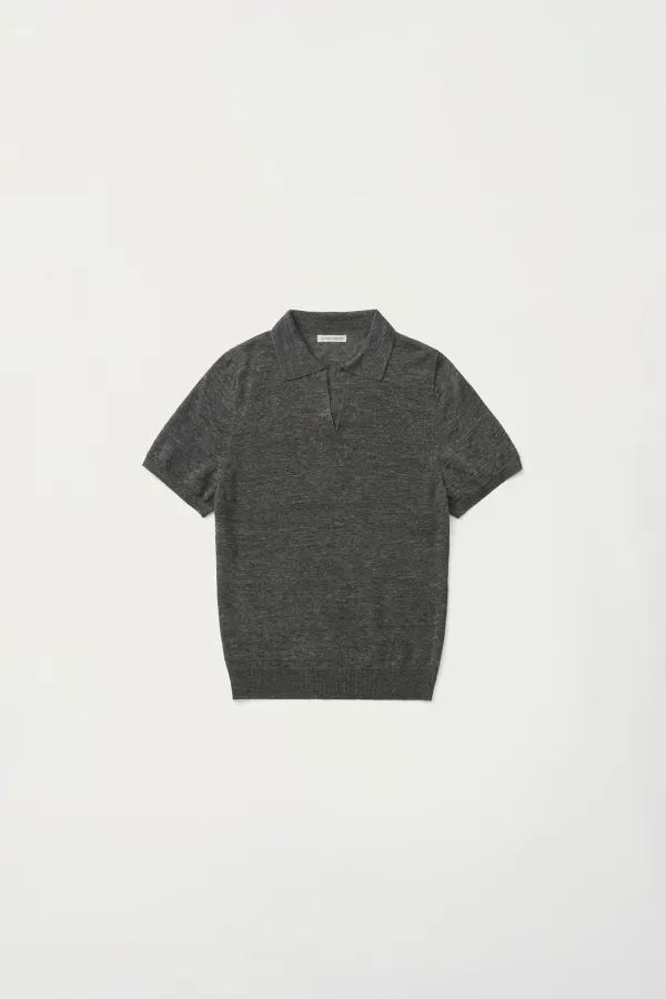 3RD / Loret polo knit top (Slate gray)