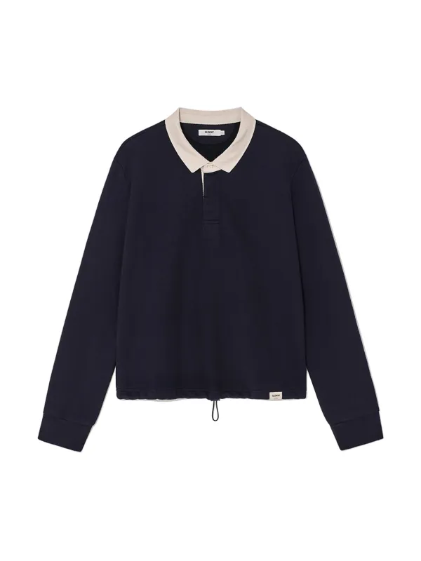 G CONTRAST POLO LONG SLEEVE (NAVY)