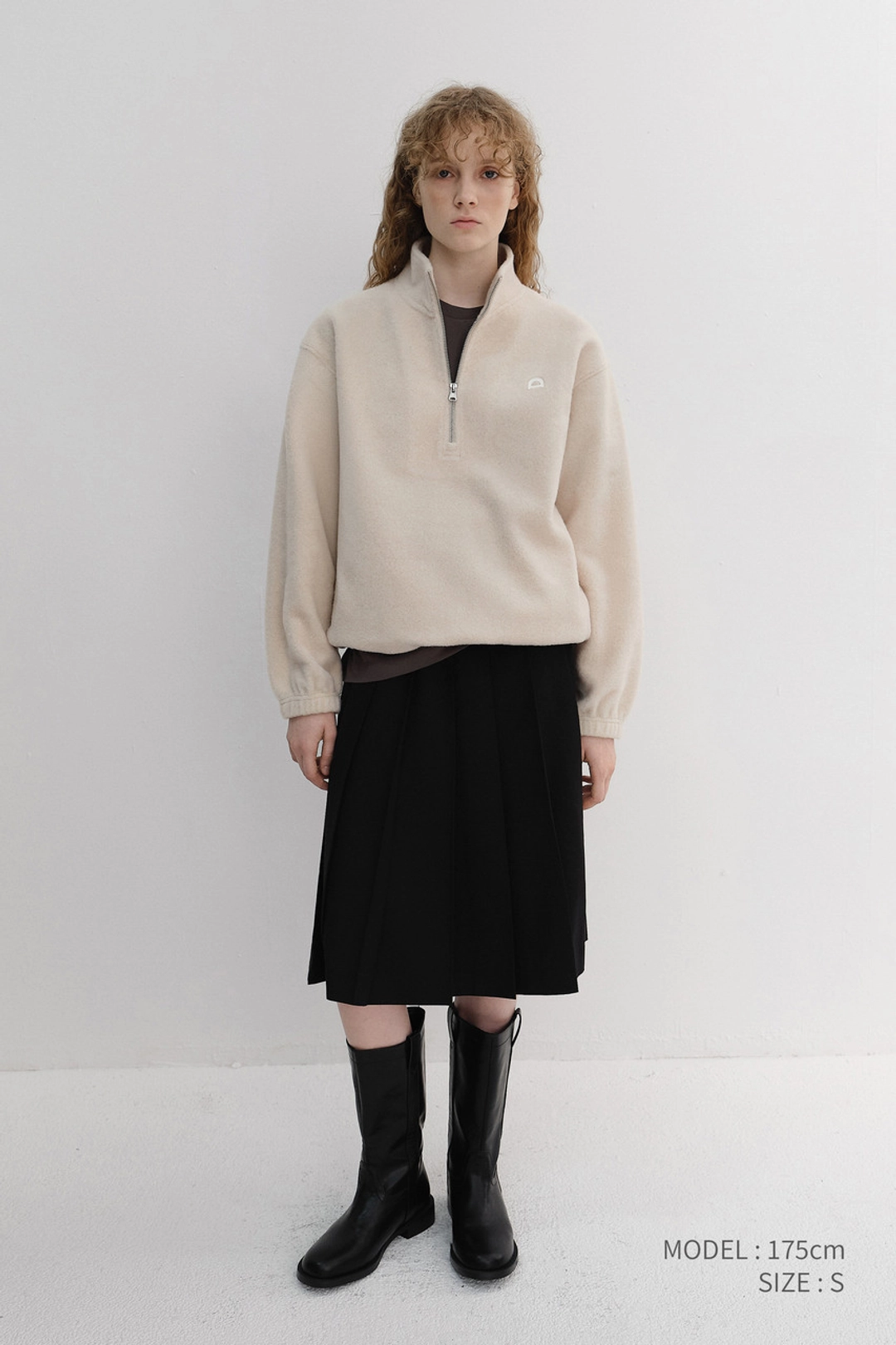 던스트 UNISEX HALF ZIP-UP FLEECE SWEATSHIRT CREAM_UDJU6D136CR 상품 이미지 1