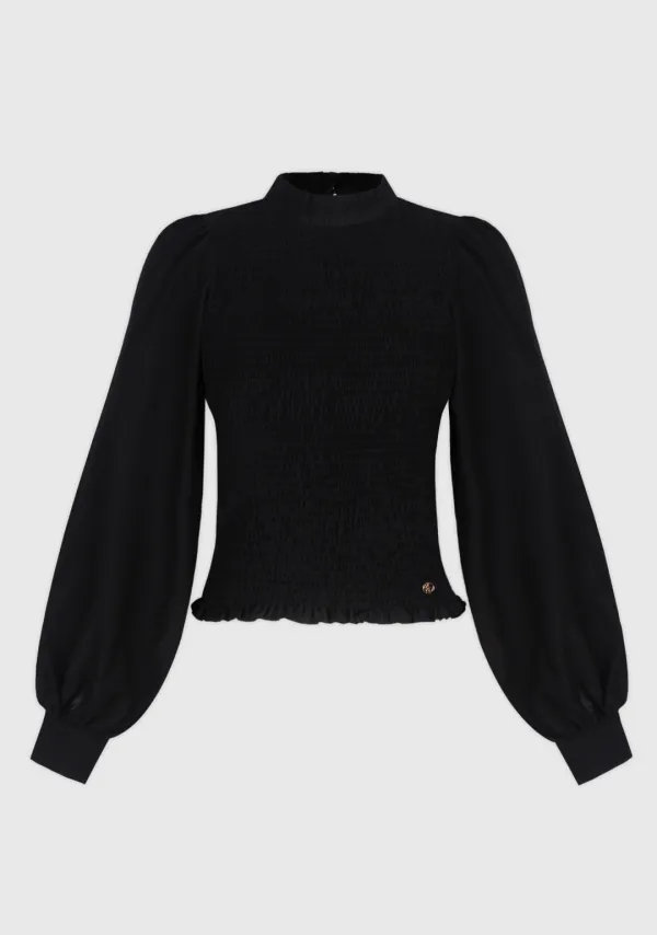 Lou Smocking Blouse Black