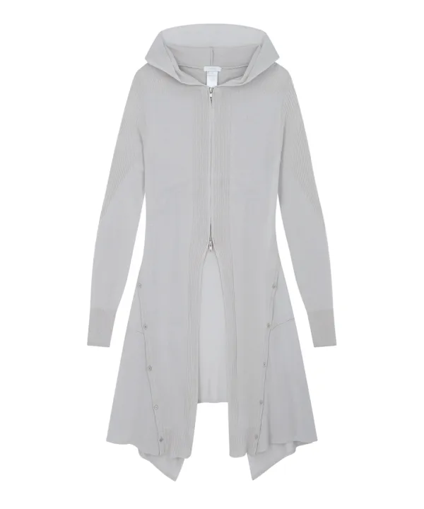 Detach Panel Knit Hoodie / Grey