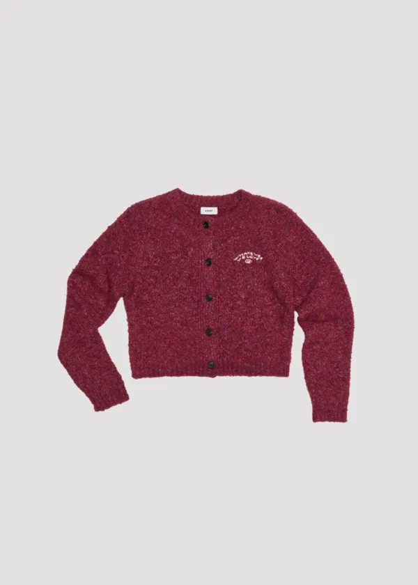 BOUCLE KNIT CARDIGAN BURGUNDY
