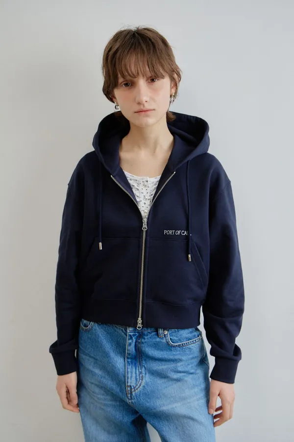 sparkling logo zip-up hoodie_navy