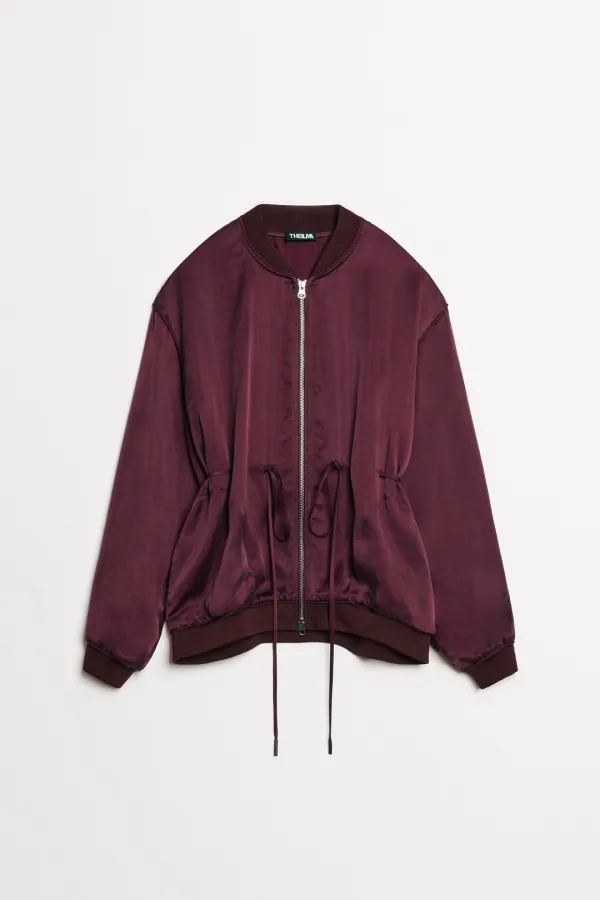 Hiro Silky Zip-Up Jacket wine