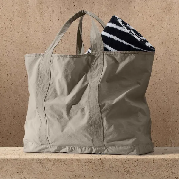 Large Matte Nylon Tote - New Sand