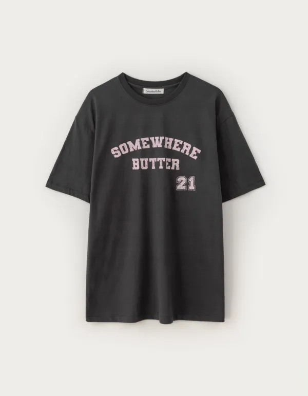 21 Square Logo Over-Fit Top - Charcoal