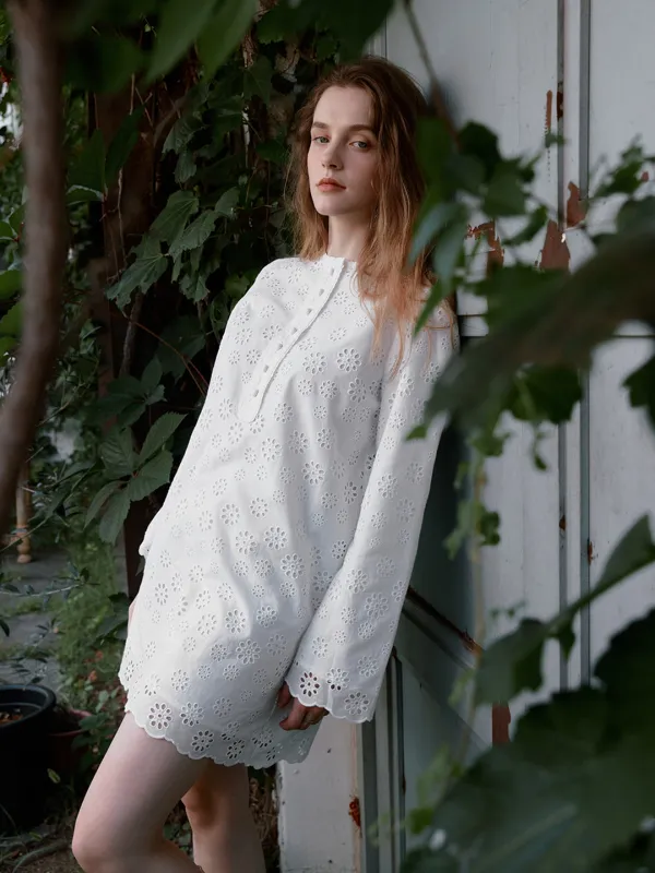 SOLIA punching mini dress_white