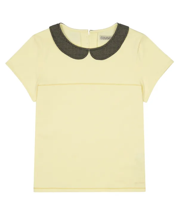 ROUND COLLAR HALF BLOUSE LEMON