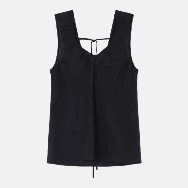 lace trimming bias blouse (black)