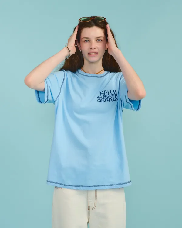 HS Doodle Typo Stitch Tee_Sky Blue