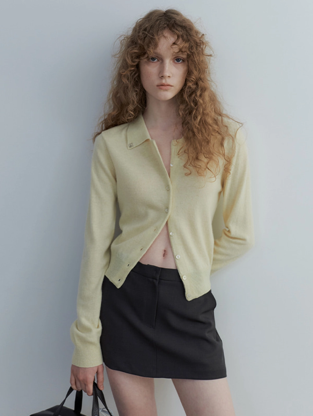 오디에스 Via Collar Cardigan (Pastel Yellow) 상품 이미지 1
