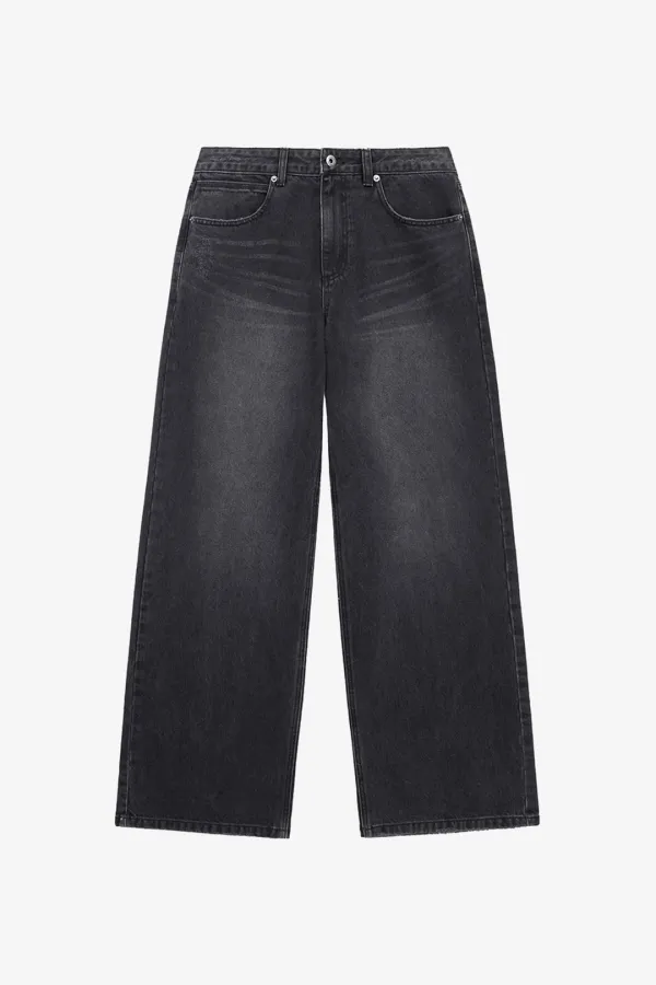 [MARITAS] 로우 웨이스트 와이드 진 WASHED BLACK