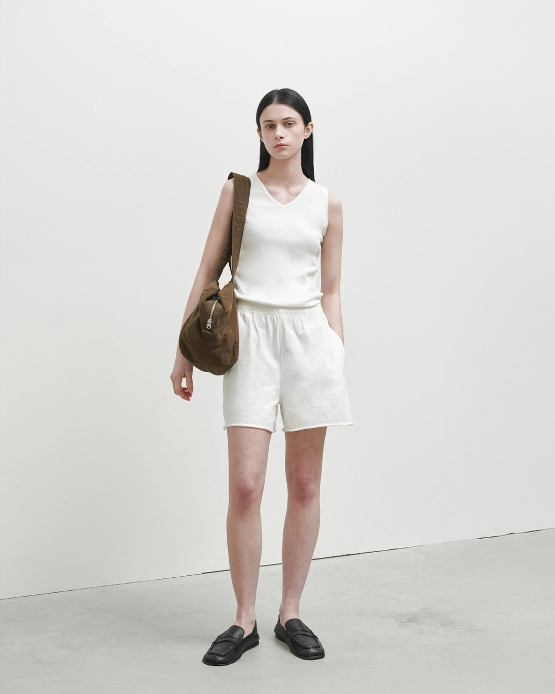 브라운야드 W Cut Off Single Shorts, Ivory 상품 이미지 2