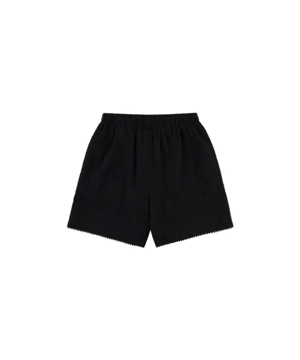 P3305 플라워 엠브로이더리 쇼츠_Black