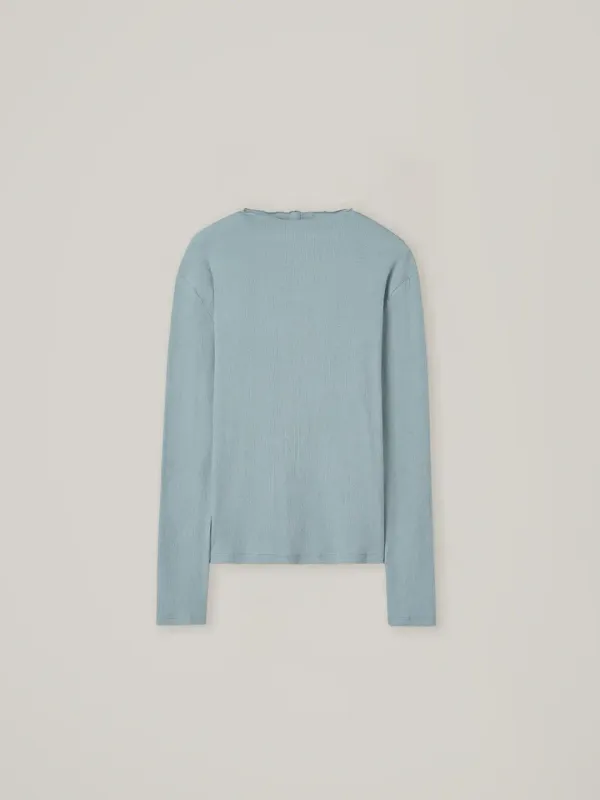 Cotton half neck top - Light blue