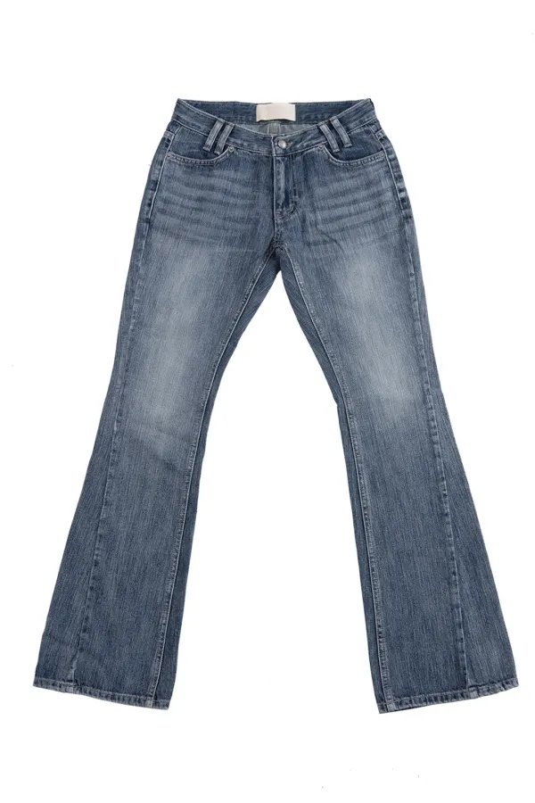 X-RAY SLUB STONE LOGO LOW-RISE BOOTCUT JEANS D.BLUE