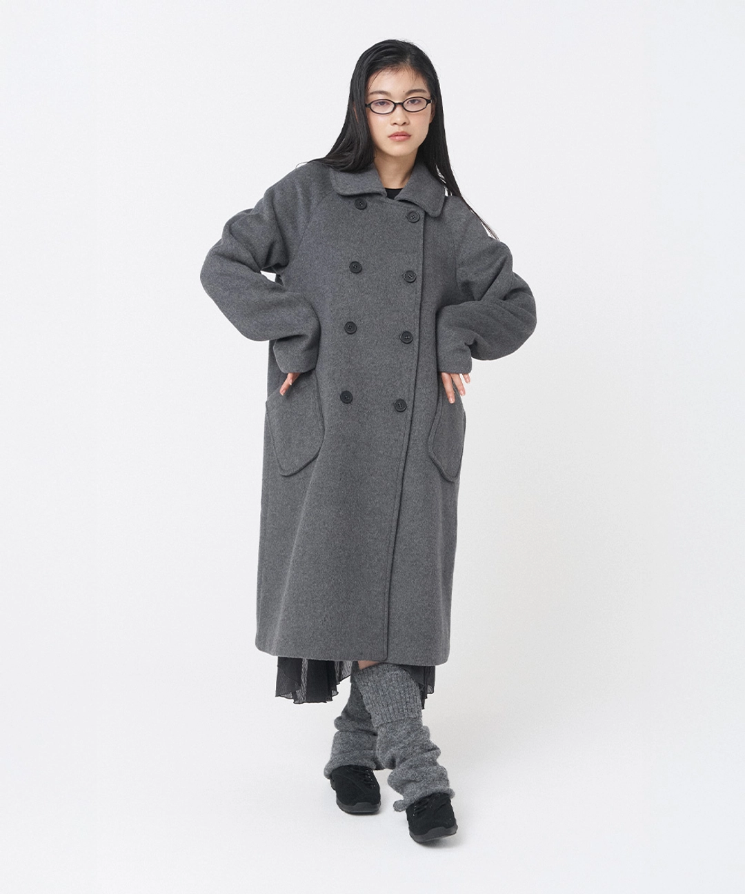 미세키서울 Double button long coat CHARCOAL 상품 이미지 2