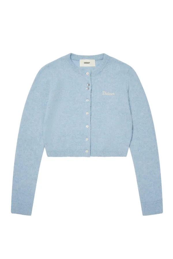 ALPACA ROUND KNIT CARDIGAN IN LIGHT BLUE