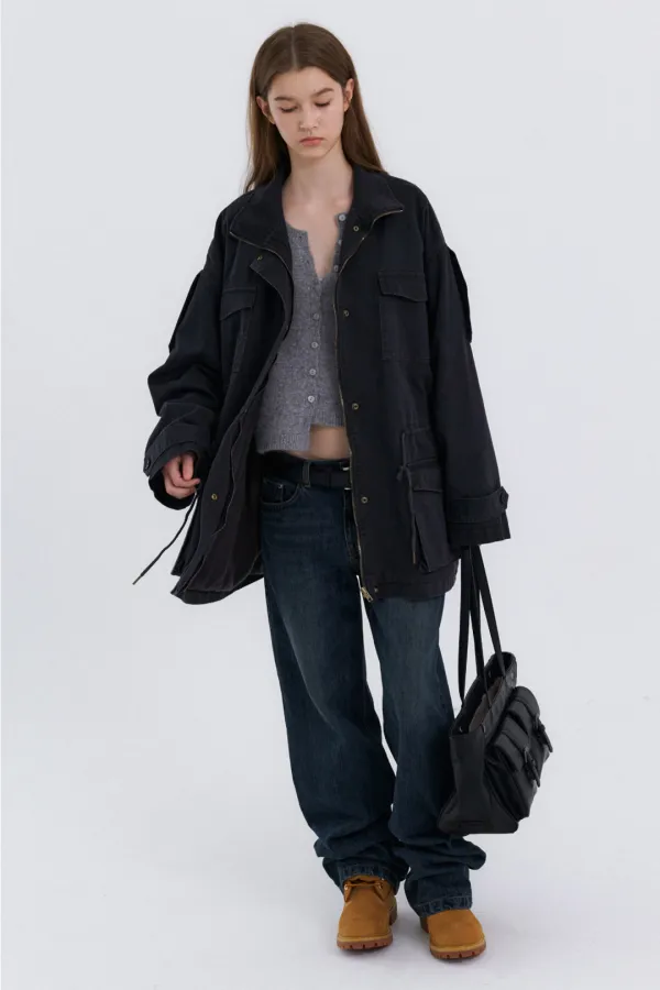 [Preview] Washed Fleece Field Jacket - Charcoal