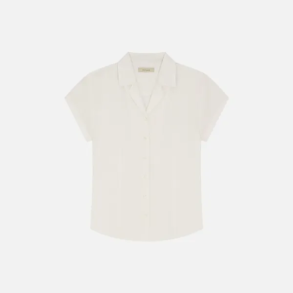 SITP5292 오픈 카라 레트로 반팔 셔츠_White