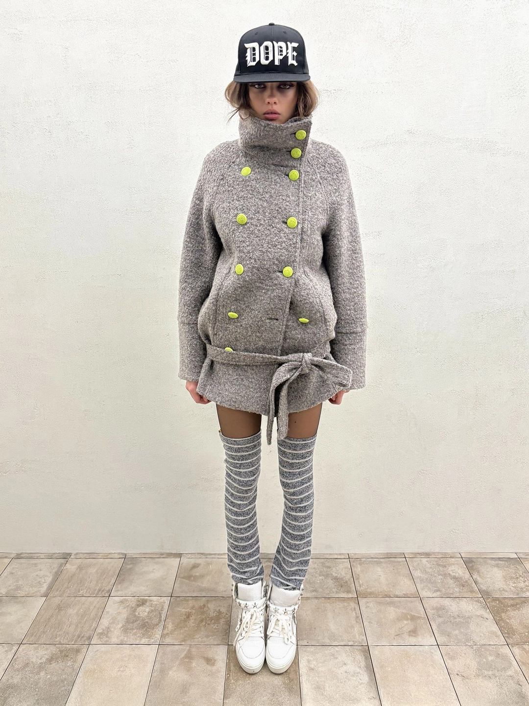 스컬프터 Wool Trench Half Coat Melange Gray 상품 이미지 1