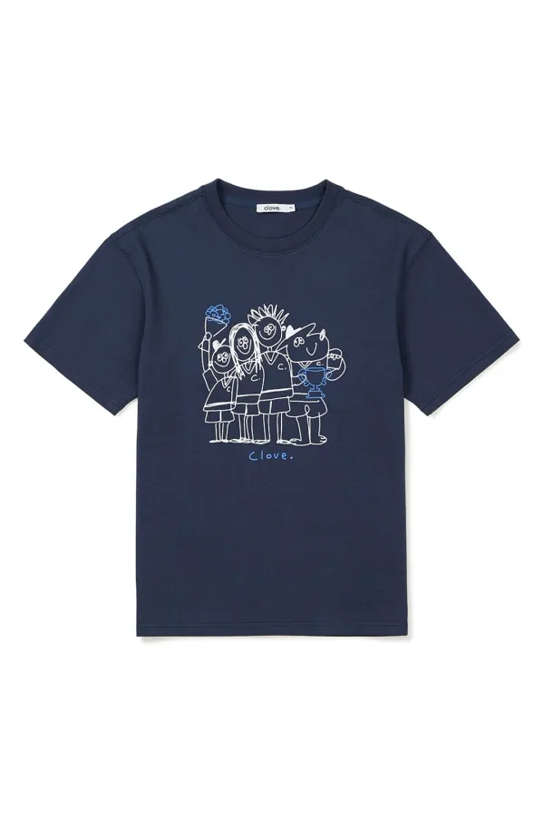 [23SS clove] Crew Graphic T-shirt (Navy)
