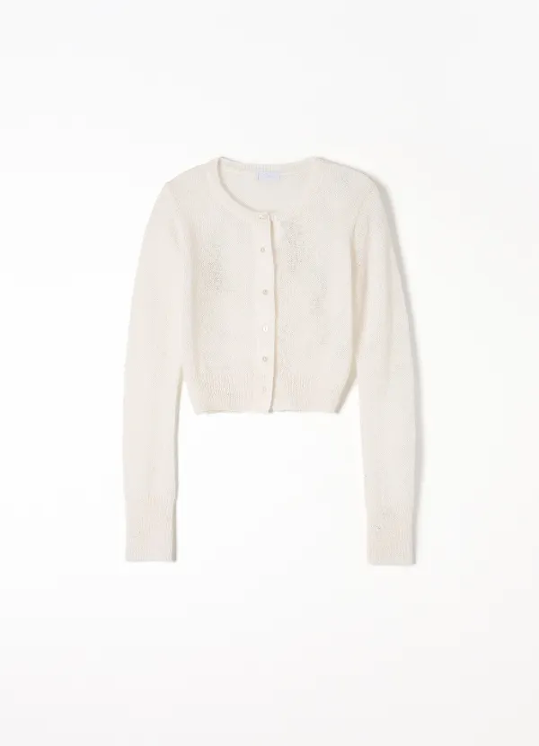 Kid Mohair Round Cardigan(Ivory)
