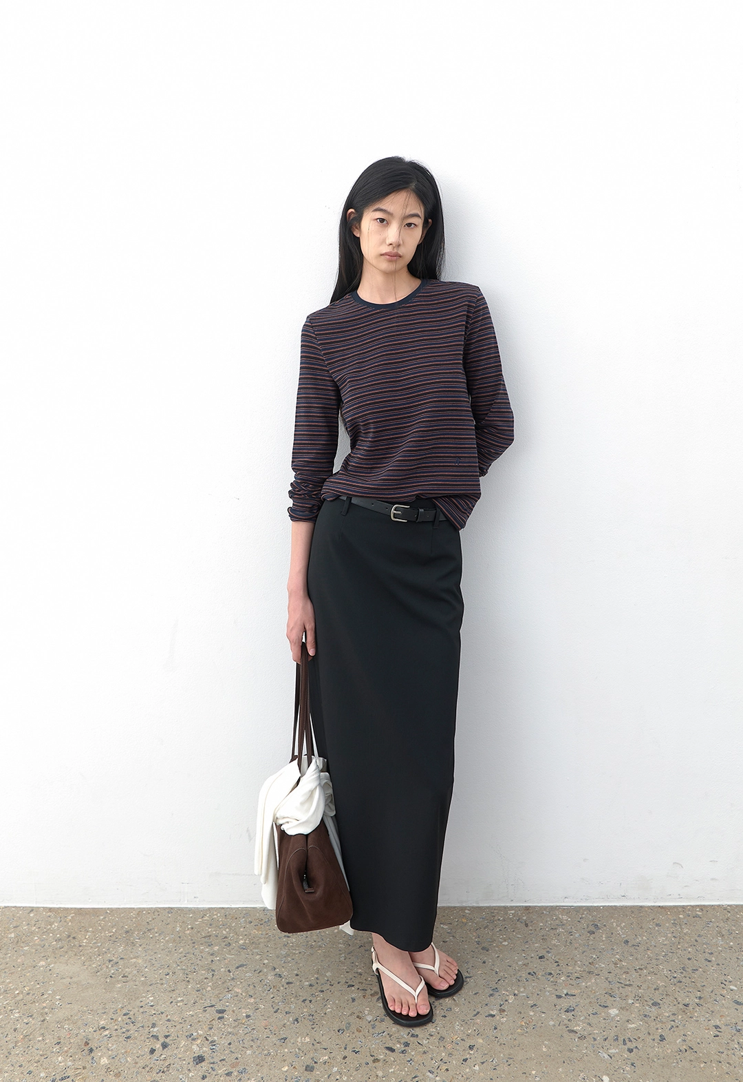 아뜰리에 나인 (SK-5118)BELTED H-LINE MONO LONG SKIRT S 상품 이미지 3