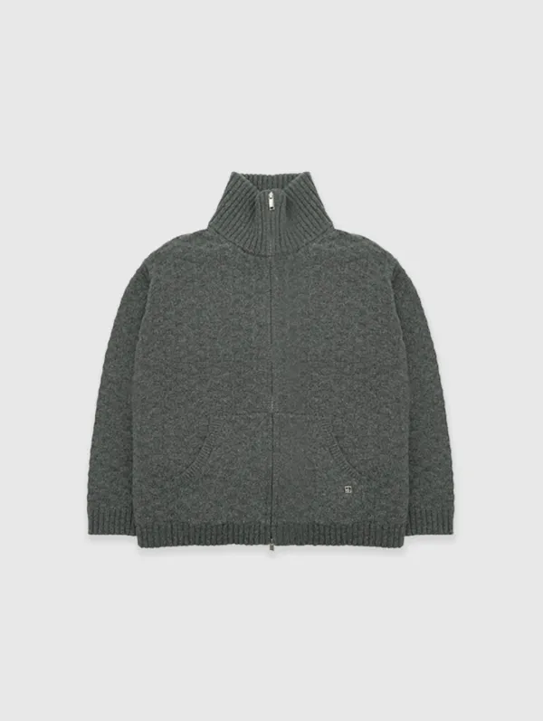 Merino Weave Zip-Up (Gray)
