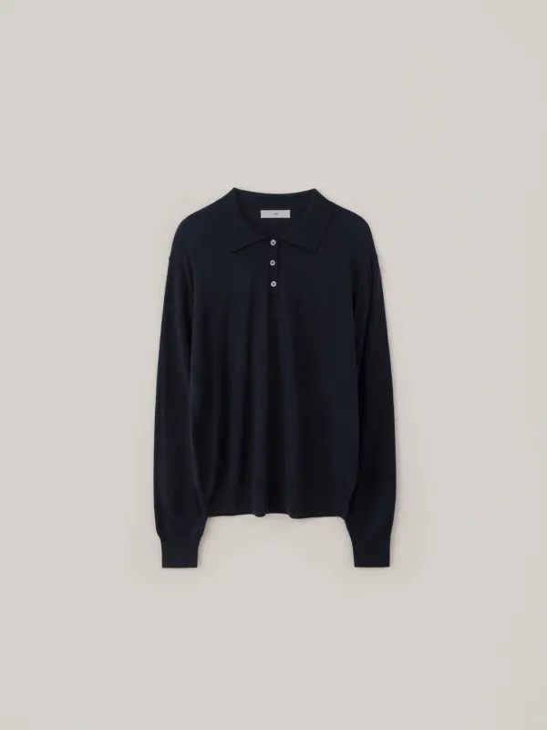 Silk Collar Knit - Navy
