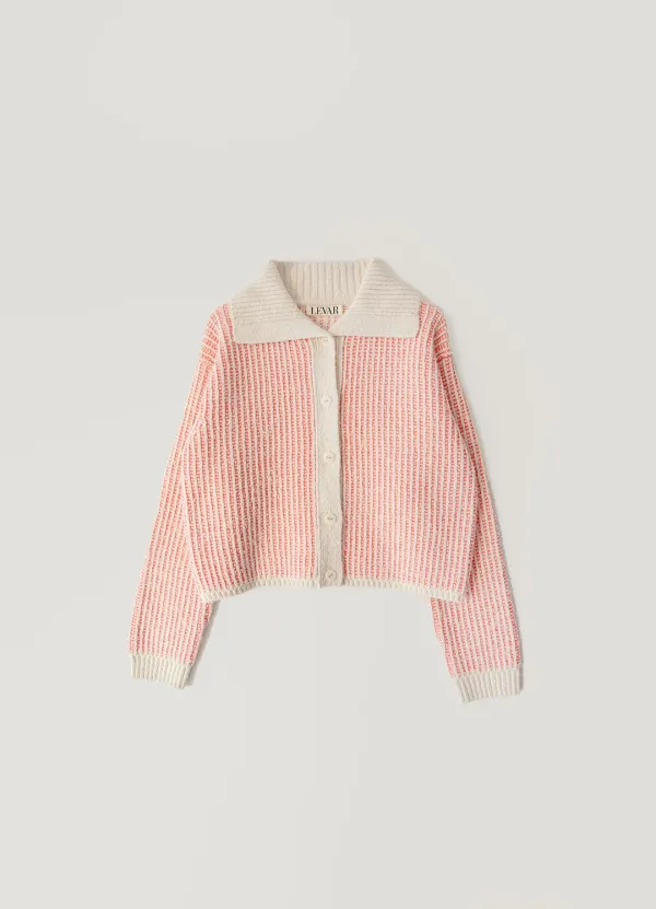 Tucking Reversible Knit Cardigan - Orange