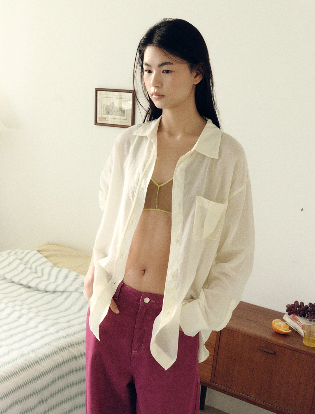 솔티페블 SOFT GAUZE ONE POCKET SHIRT [IVORY] 상품 이미지 2